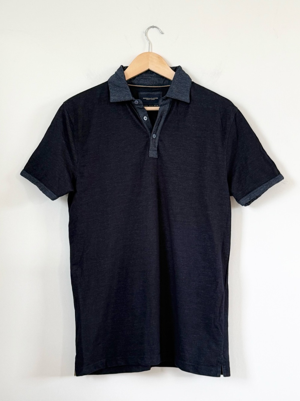 Men’s Navy Polo Shirt - Denim and Flower Ricky Singh Size M